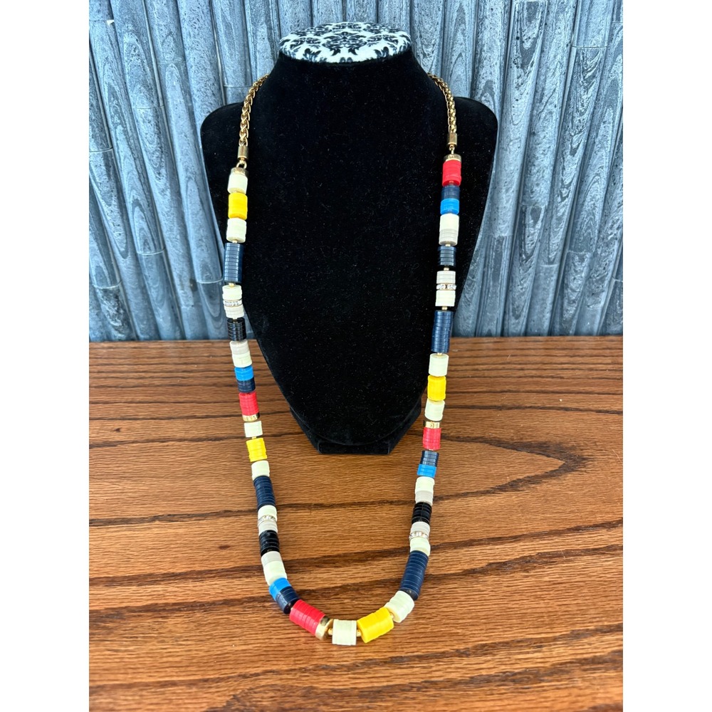 Kate Spade New York Multicolor Disc Bead Statement Necklace Gold Tone Rhinestone
